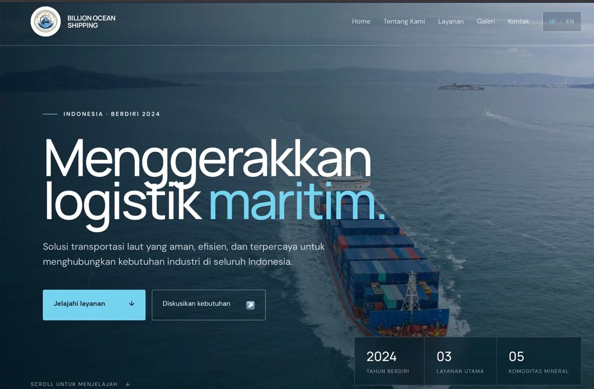 Website of Billion Ocean Shipping