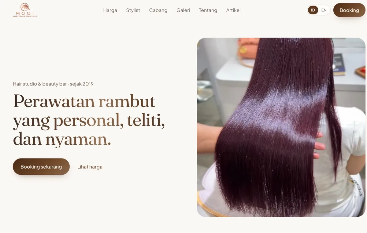 Website of Mooi Hair Studio